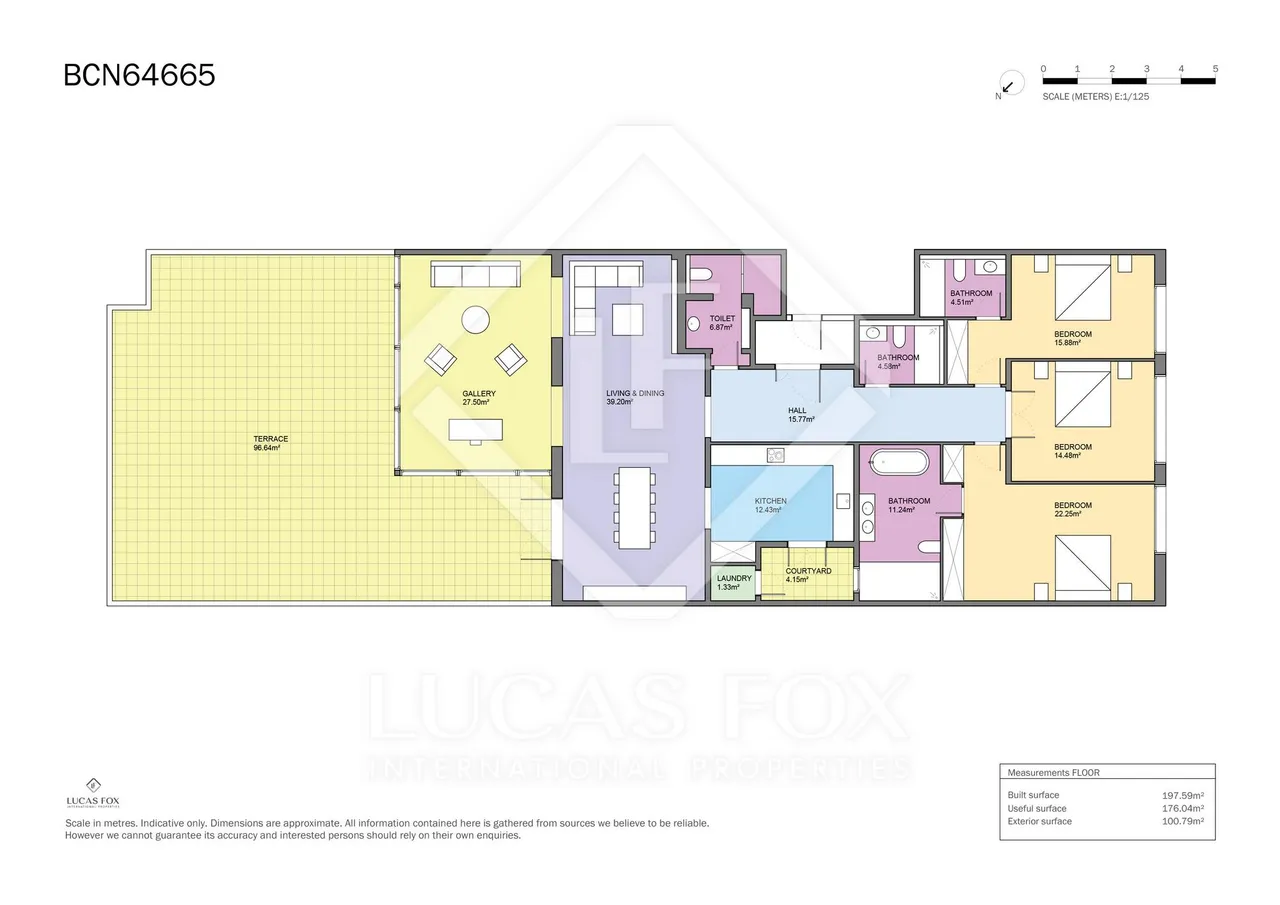 living - 200m² apartment with 100m² terrace for sale in Eixample Right - Floor Plan - 1