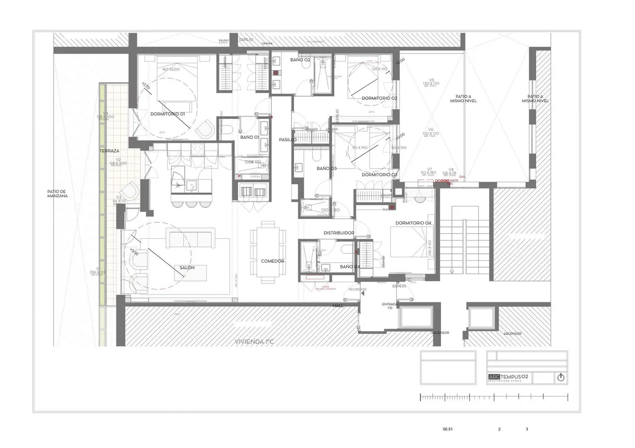 living - 168m² apartment with 40m² terrace for sale in Castellana - Floor Plan - 1