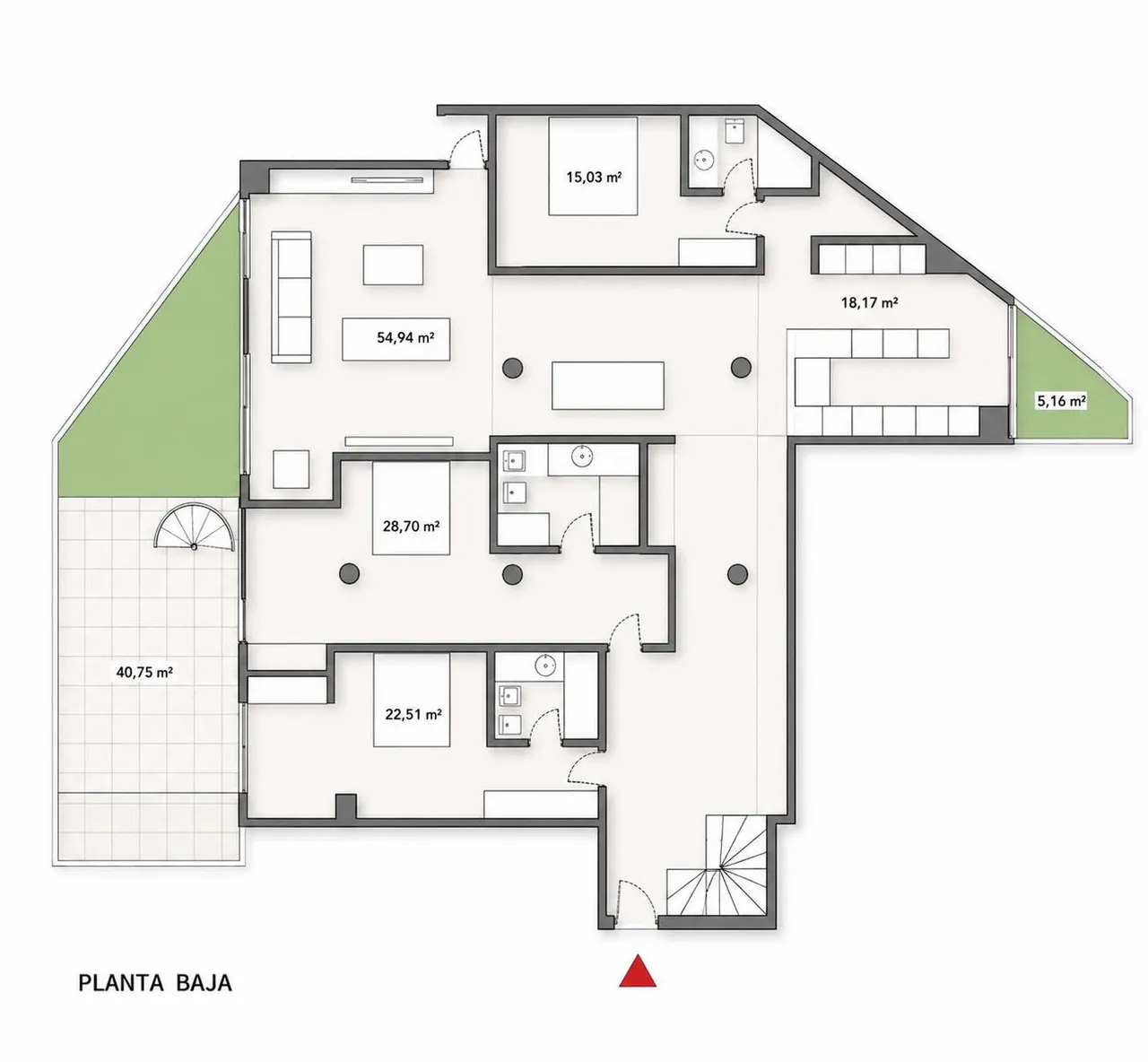 living - Piso de 560m² con 300m² de jardín en venta en Conde de Orgaz y Piovera - Plano del piso - 2