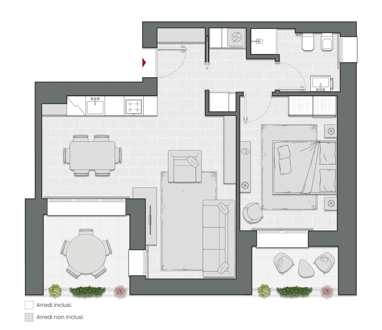 One Bedroom of 77 sqm - Edificio C2 - LivinUp  | Milano - Floor Plan - 1