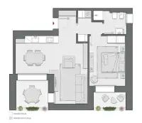 One Bedroom of 77 sqm - Edificio C2 - LivinUp  | Milano - Floor Plan thumbnail - 1
