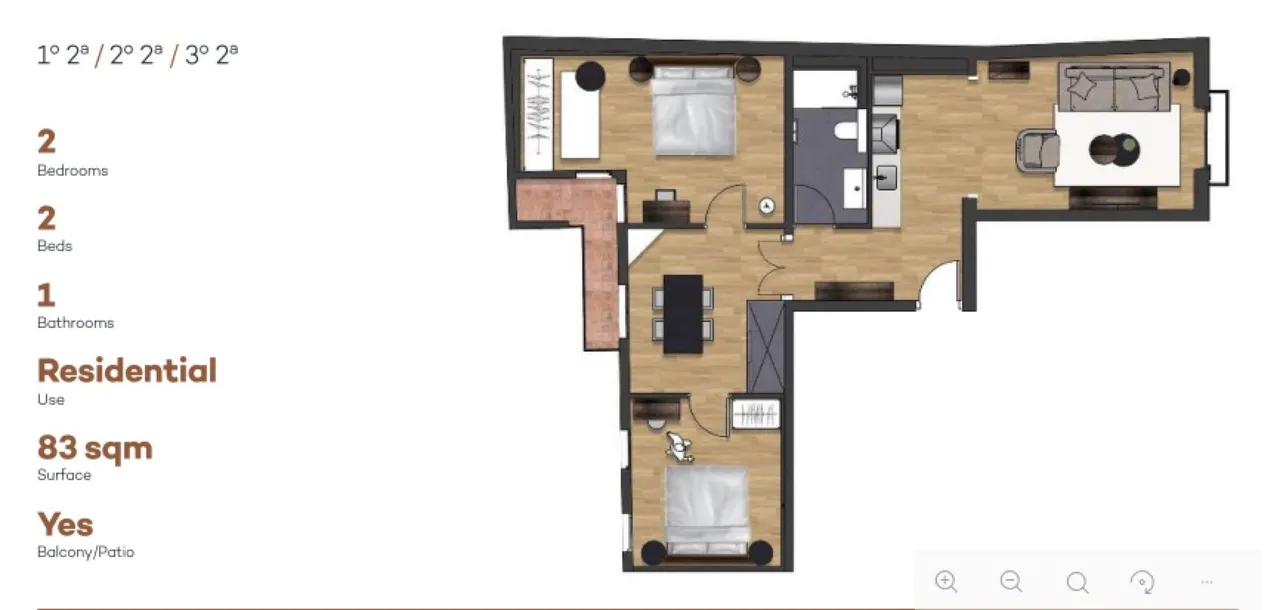 living - 83m² apartment for sale in Gótico, Barcelona - Floor Plan - 1