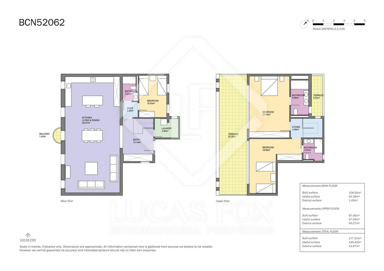 living - Ático de 178m² con 42m² terraza en venta en Eixample Derecho - Plano del piso - 1