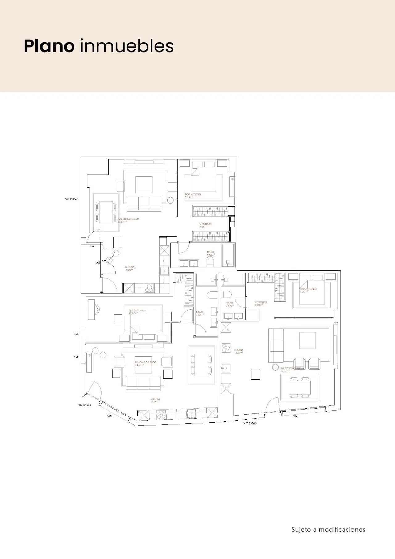 living - 76m² apartment for sale in Arganzuela, Madrid - Floor Plan - 1