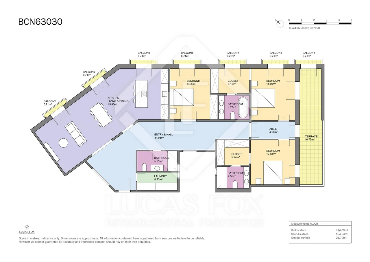 living - 185m² penthouse with 20m² terrace for sale in Eixample Right - Floor Plan - 1