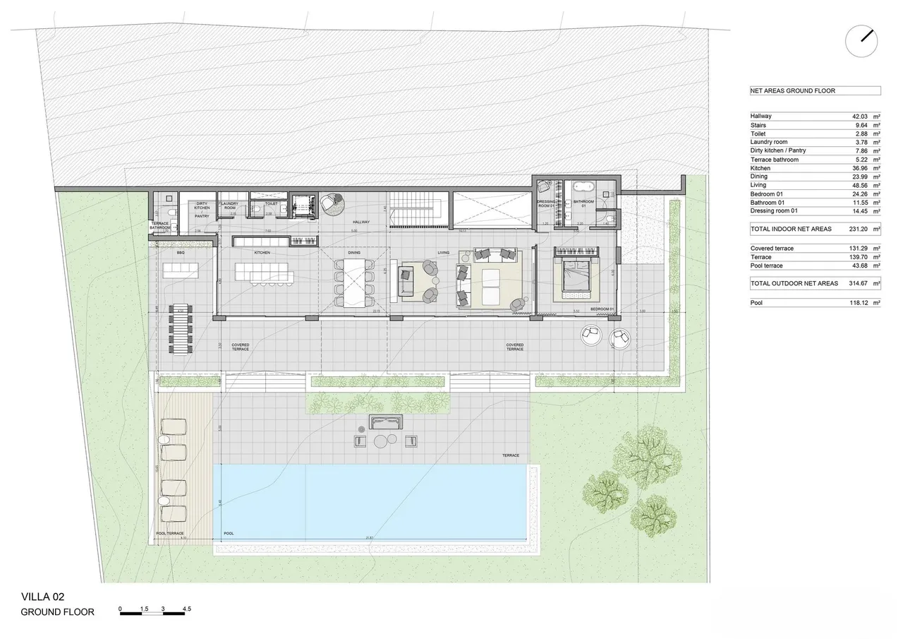 living - Parcela de 553m² con 426m² terraza en venta en Son Vida - Plano del piso - 1