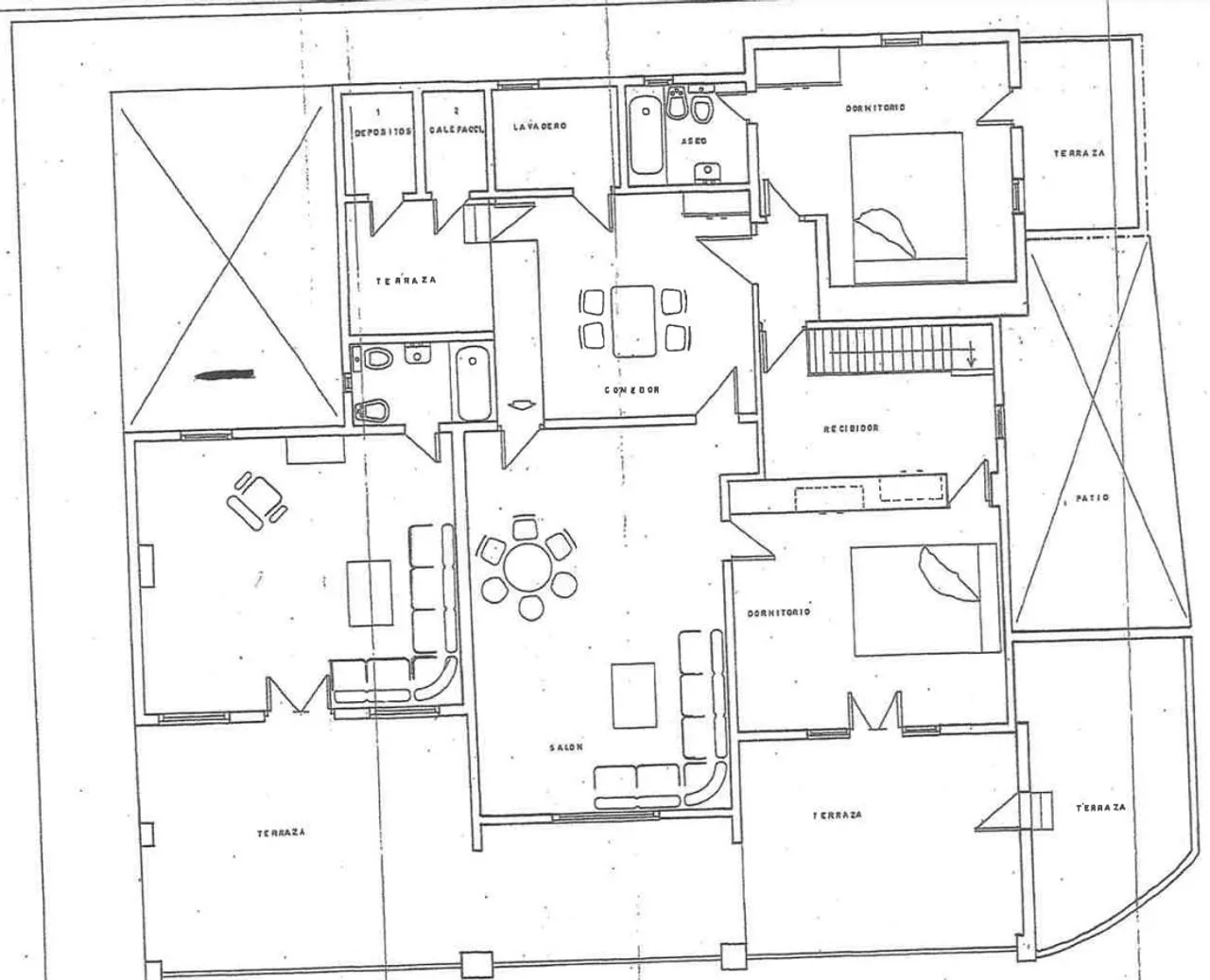 living - Ático de 445m² con 60m² terraza en venta en Ibiza ciudad - Plano del piso - 1