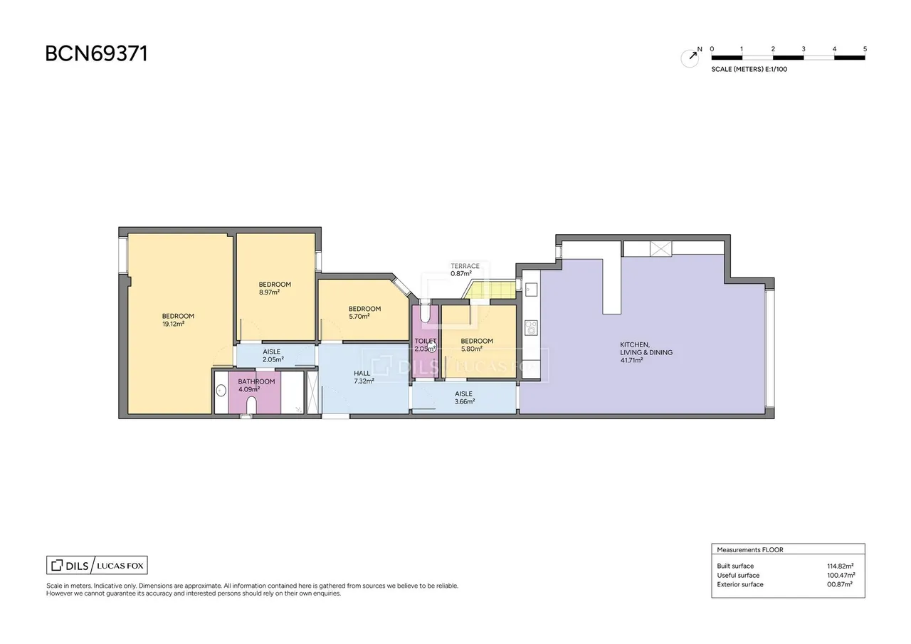 living - Piso de 124m² en venta en Sant Gervasi - Galvany, Barcelona - Plano del piso - 1