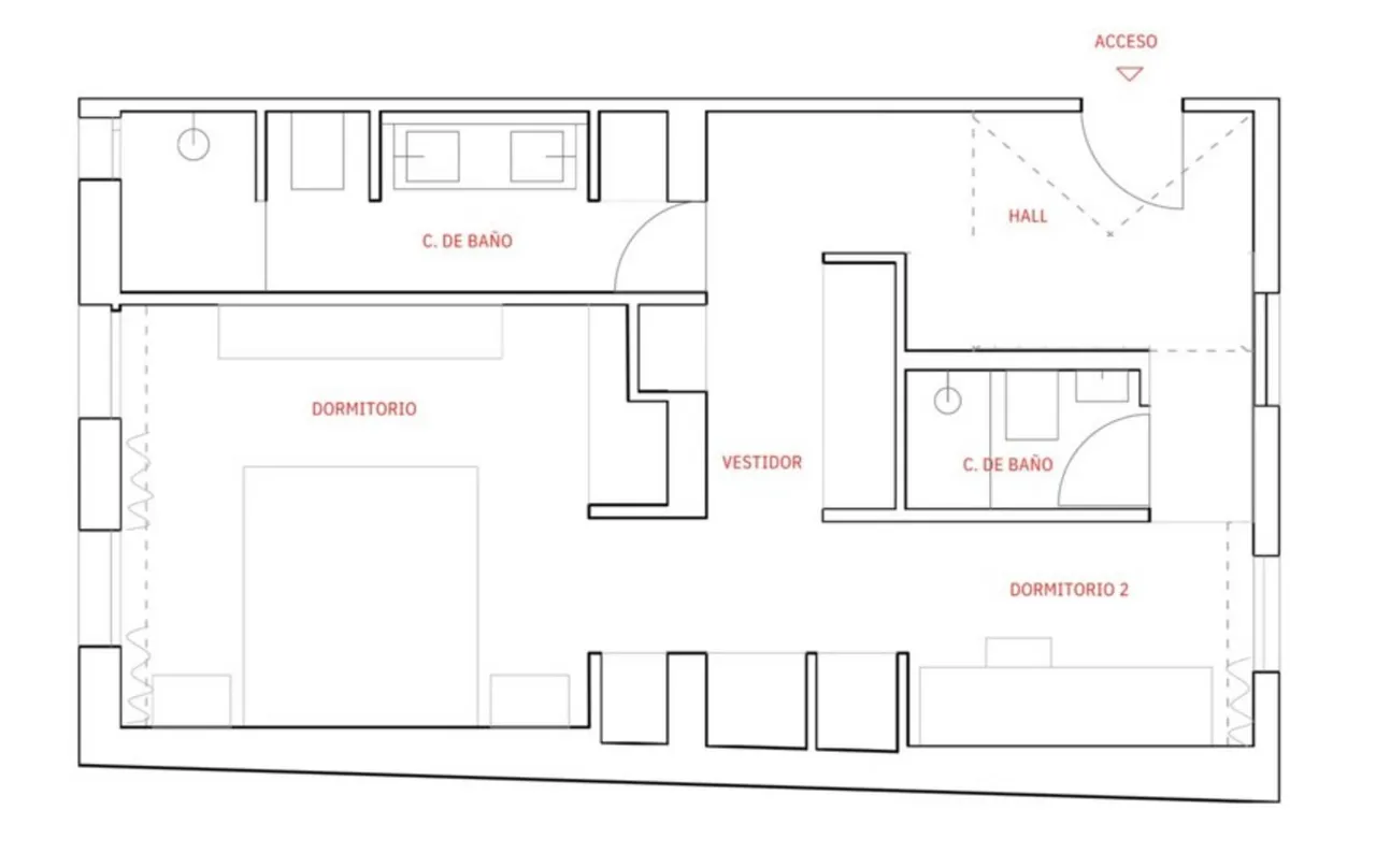 living - Piso de 95m² en venta en Bellas Vistas, Madrid - Plano del piso - 1