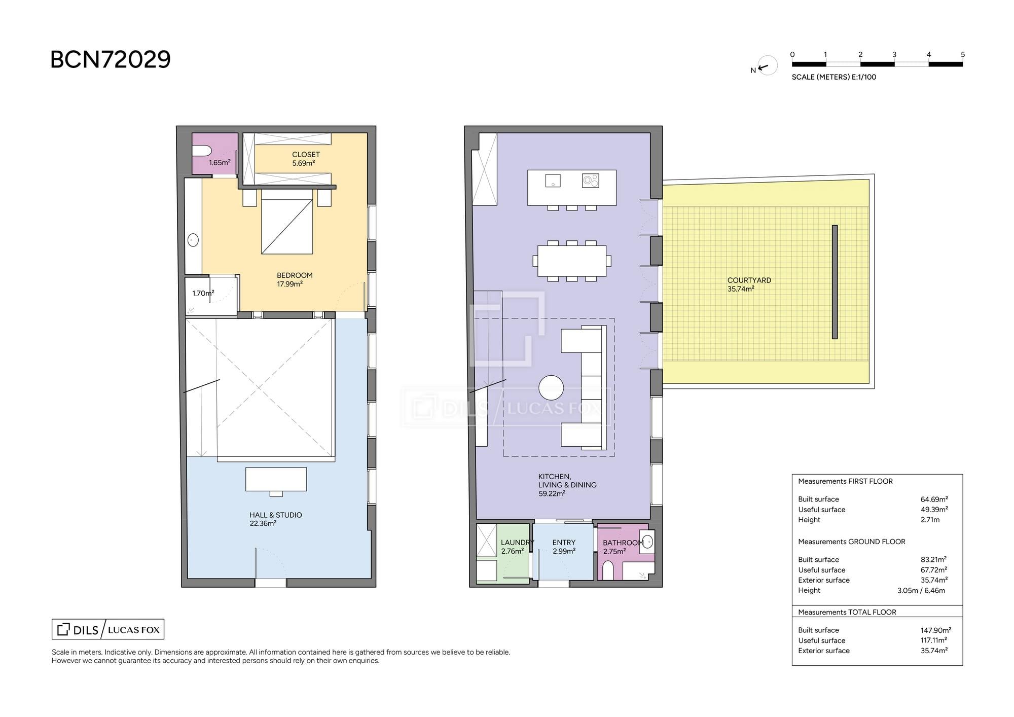 living - 176m² apartment with 30m² terrace for sale in El Born - Floor Plan thumbnail - 1