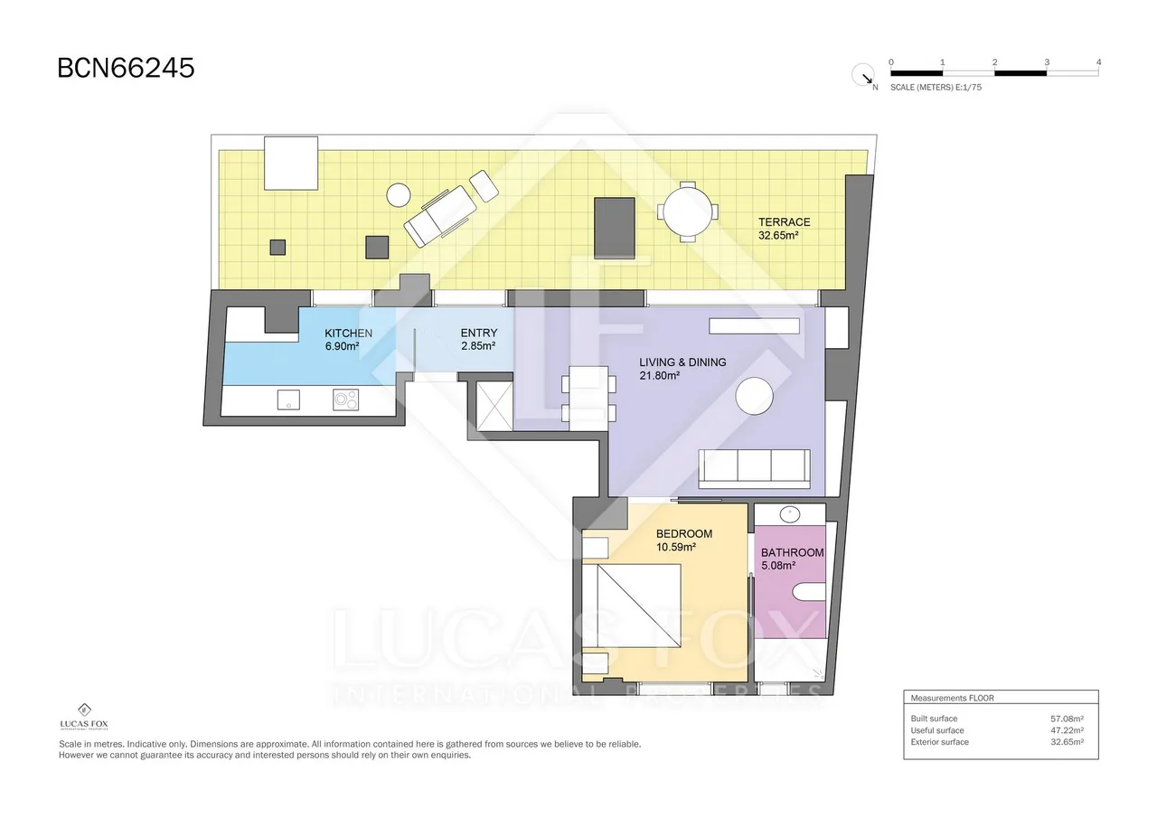 living - Ático de 58m² con 38m² terraza en venta en Sant Gervasi - Galvany - Plano del piso - 1