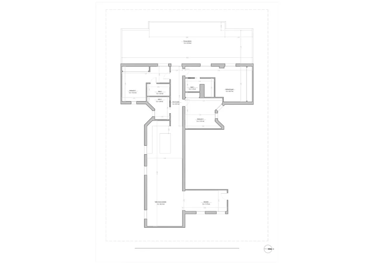 living - Ático de 184m² en venta en Arganzuela, Madrid - Plano del piso - 1