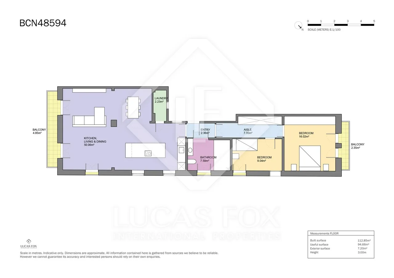 living - 112m² apartment with 7m² terrace for sale in El Born - Floor Plan - 1