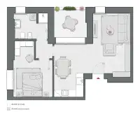 One Bedroom of 72 sqm - Edificio C1 - LivinUp  | Milano - Floor Plan thumbnail - 1