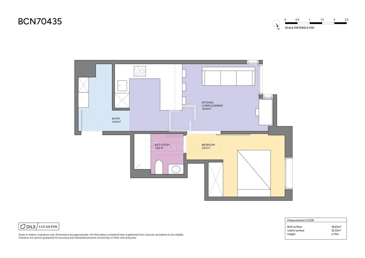 living - 39m² apartment for sale in El Putxet, Barcelona - Floor Plan - 1