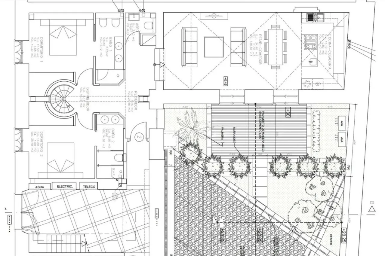 living - Piso de 178m² con 48m² terraza en venta en Palma de Mallorca - Plano del piso - 1