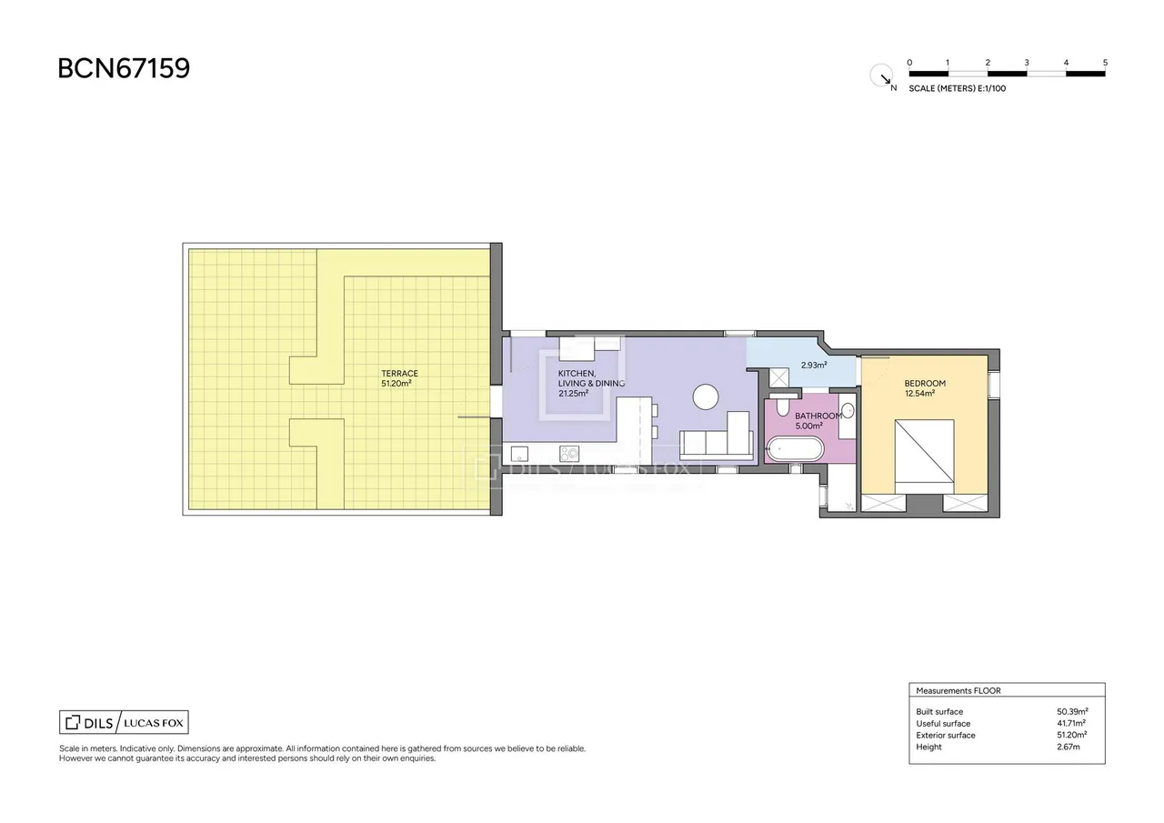 living - 52m² penthouse with 62m² terrace for sale in Eixample Right - Floor Plan - 1
