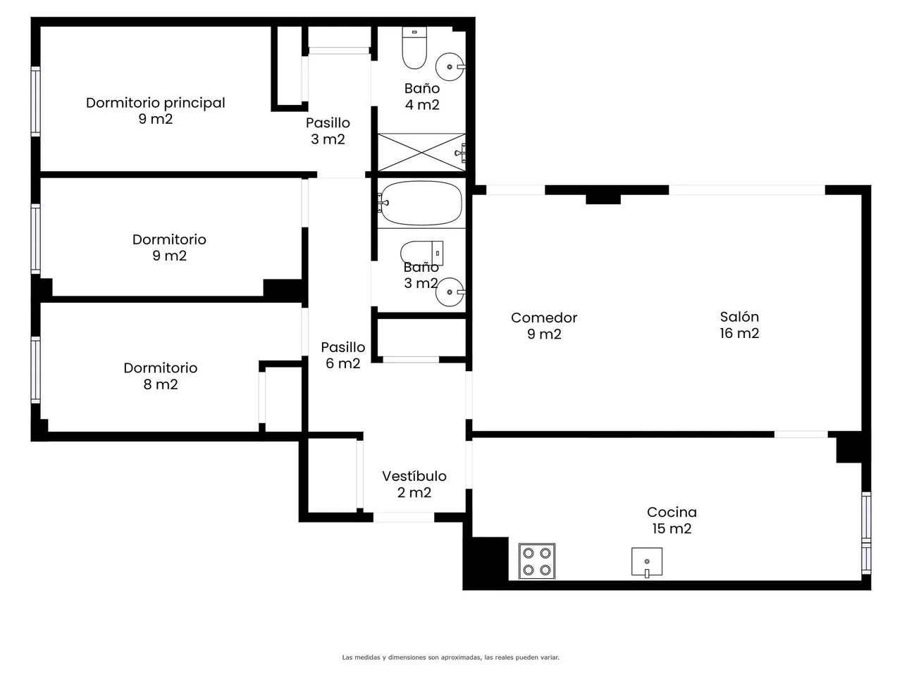 living - 109m² apartment with 196m² garden for sale in Sitges Town - Floor Plan - 1