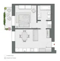 One Bedroom of 56 sqm - Edificio C4 - LivinUp  | Milano - Floor Plan thumbnail - 1