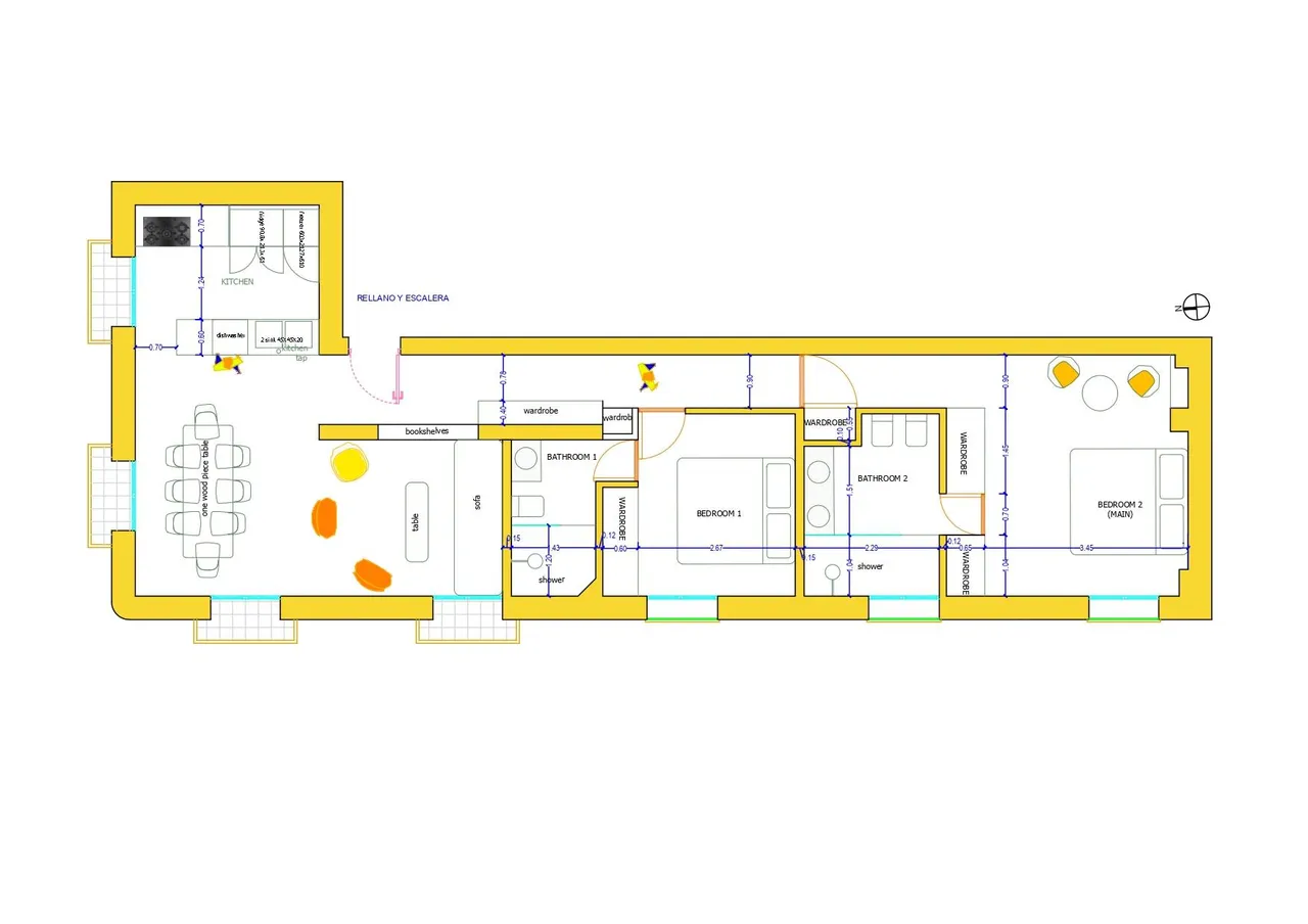 living - 125m² apartment for sale in Cortes / Huertas, Madrid - Floor Plan - 1
