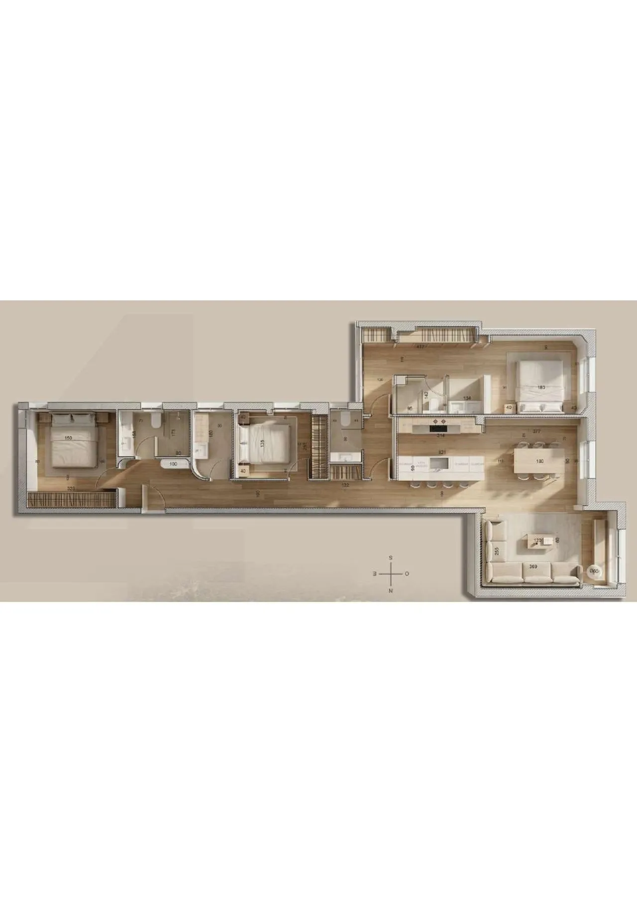 living - 138m² apartment for sale in Ibiza, Madrid - Floor Plan - 1