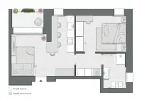 One Bedroom of 61 sqm - Edificio C2 - LivinUp  | Milano - Floor Plan thumbnail - 1