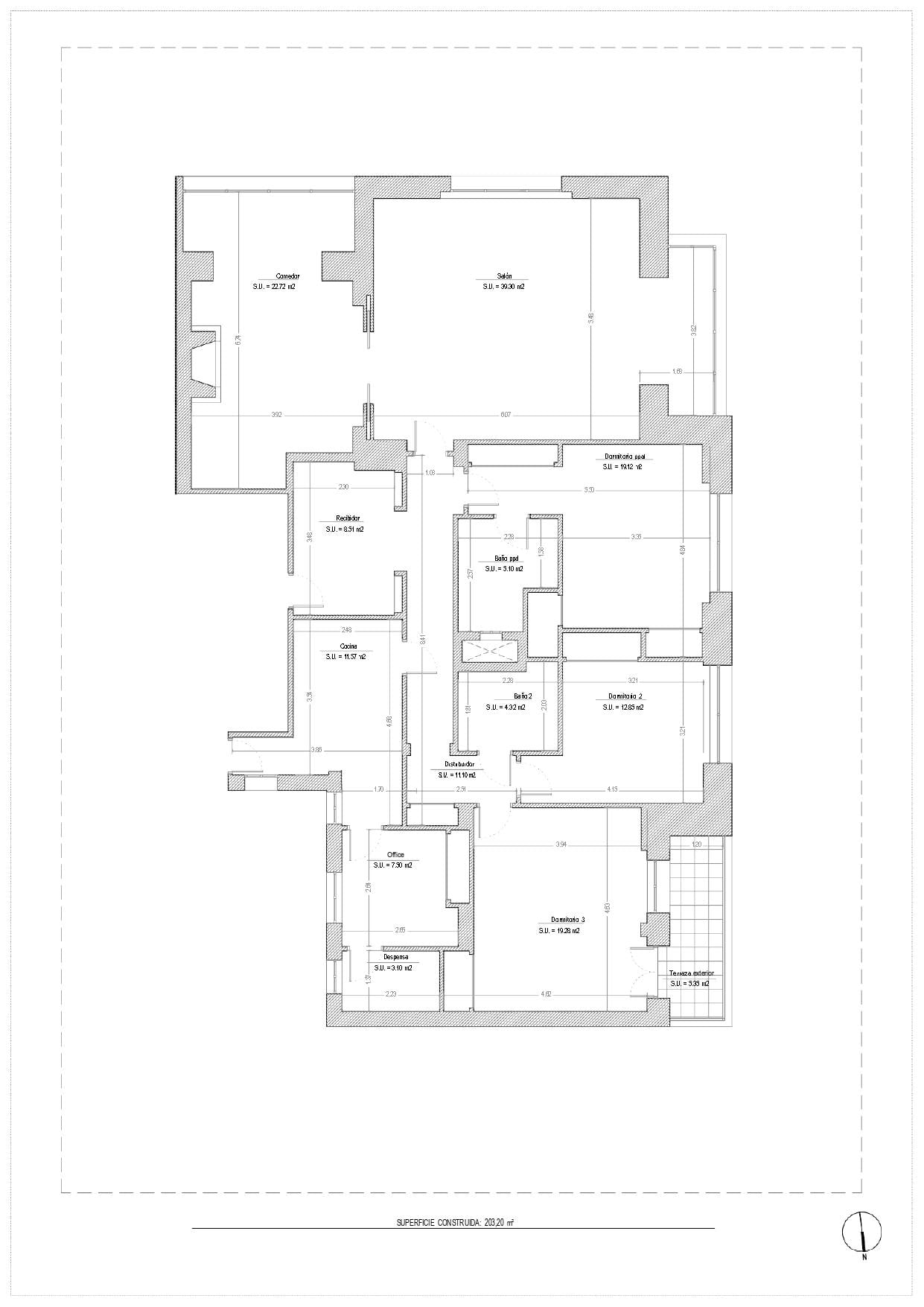 living - Piso de 235m² en venta en El Viso, Madrid - Plano del piso thumbnail - 1