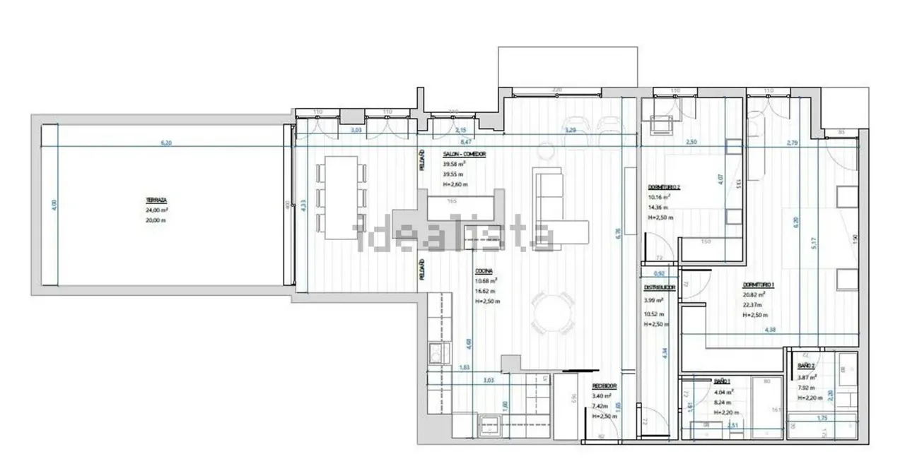 living - Piso de 97m² en venta en Peñagrande, Madrid - Plano del piso - 1