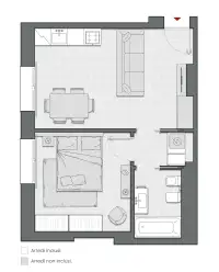 One Bedroom of 54 sqm - Edificio C2 - LivinUp  | Milano - Floor Plan thumbnail - 1