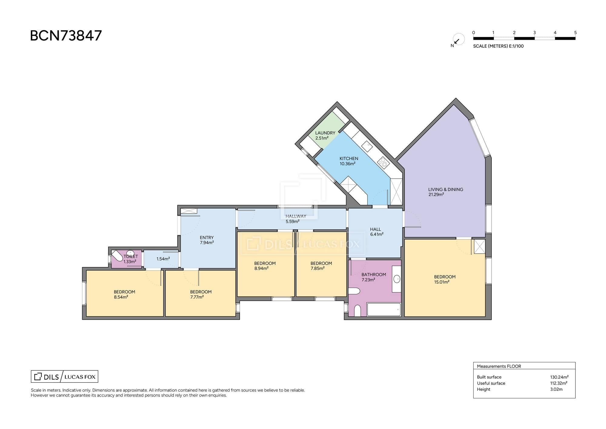 living - Piso de 130m² en venta en Eixample Derecho, Barcelona - Plano del piso thumbnail - 1