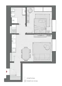 One Bedroom of 58 sqm - Edificio C2 - LivinUp  | Milano - Floor Plan thumbnail - 1