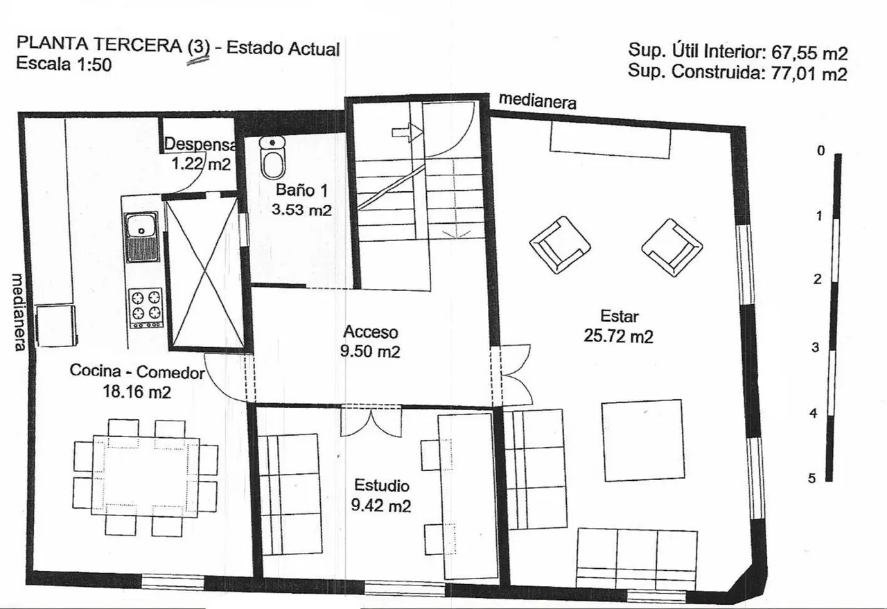 living - 210m² penthouse with 40m² terrace for sale in Palma de Mallorca - Floor Plan - 1