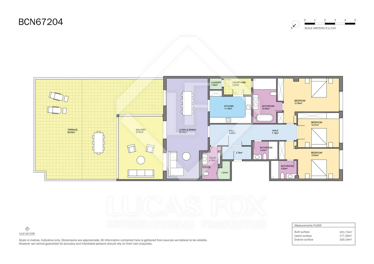 living - 200m² apartment with 100m² terrace for sale in Eixample Right - Floor Plan - 1