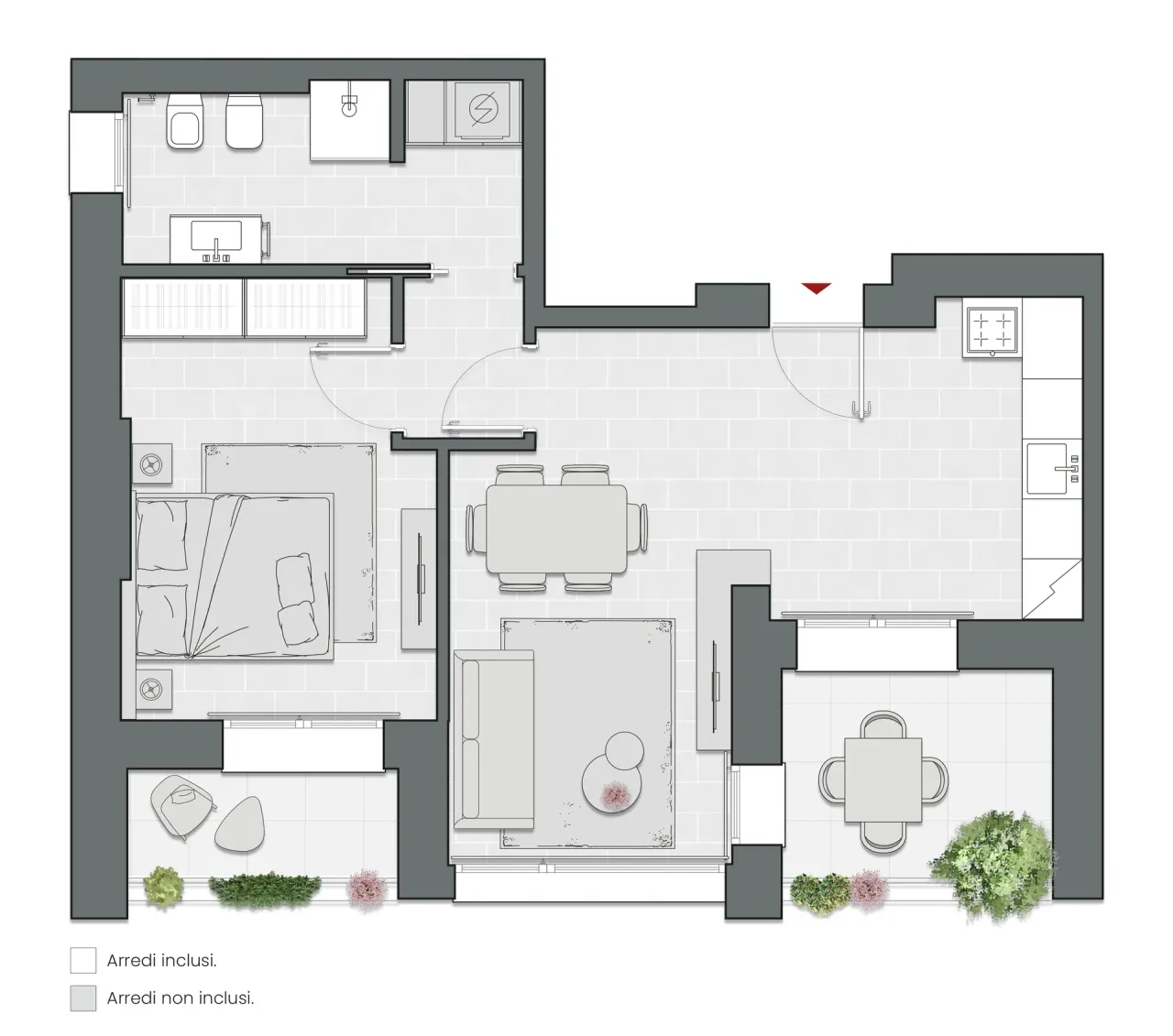 Bilocale di 73 m2 - Edificio C1 - LivinUp  | Milano - Floor Plan - 1