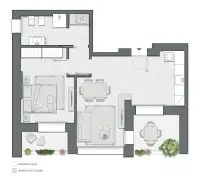 One Bedroom of 73 sqm - Edificio C1 - LivinUp  | Milano - Floor Plan thumbnail - 1
