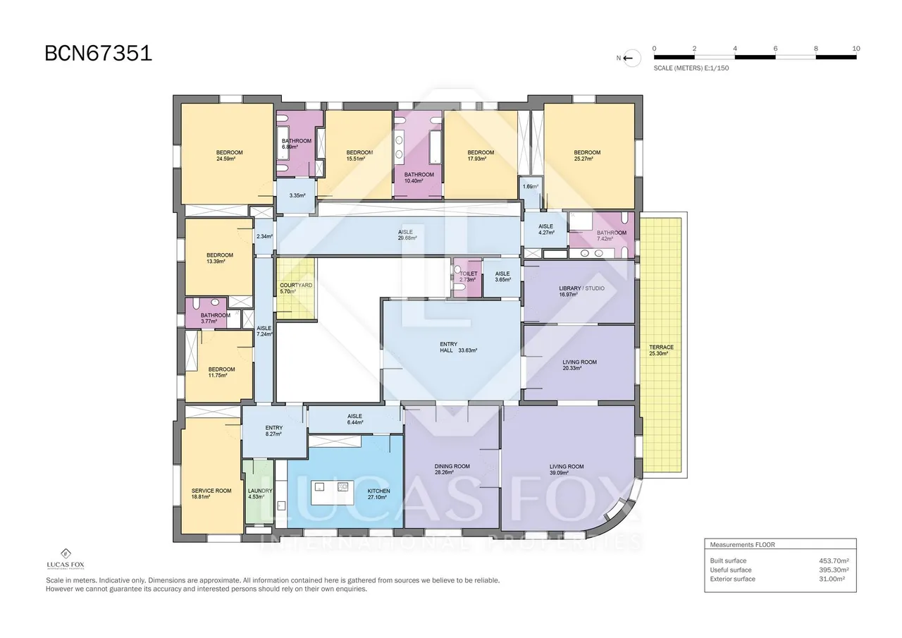 living - Piso de 453m² con 31m² terraza en venta en Sarrià - Plano del piso - 1