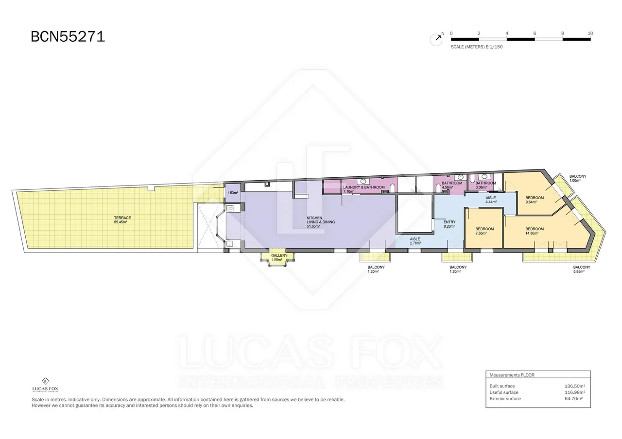 living - Piso de 160m² con 60m² terraza en venta en Gràcia - Plano del piso - 1