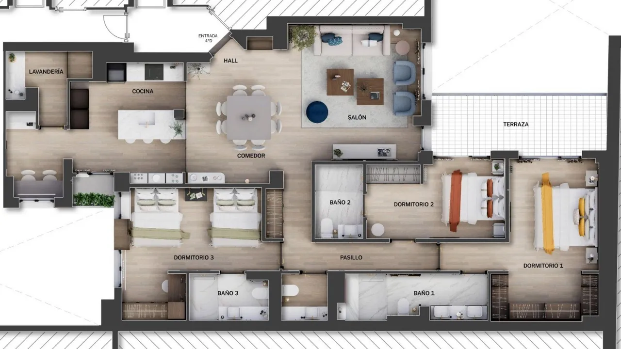 living - Piso de 164m² con 10m² terraza en venta en Lista, Madrid - Plano del piso - 1