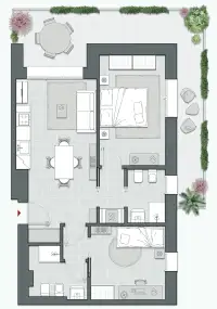 Two Bedrooms Compact of 88 sqm - Edificio C4 - LivinUp  | Milano - Floor Plan thumbnail - 1