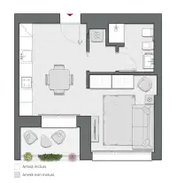 Studio of 43 sqm - Edificio C2 - LivinUp  | Milano - Floor Plan thumbnail - 1