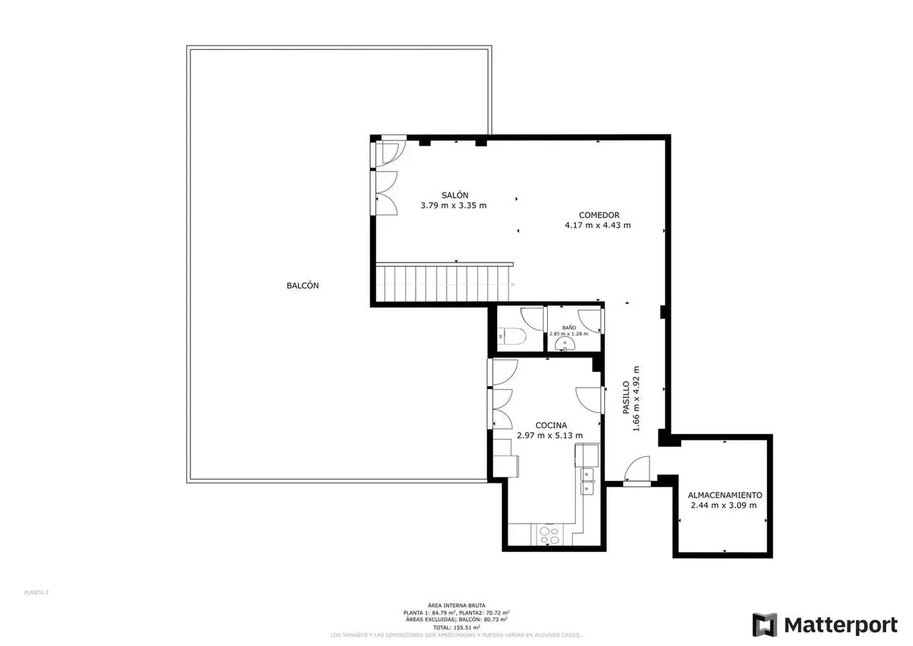 living - 150m² apartment with 59m² garden for sale in Els Cards - Floor Plan - 2