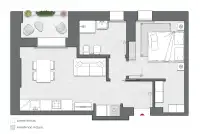 Bilocale di 60 m2 - Edificio C1 - LivinUp  | Milano - Floor Plan thumbnail - 1