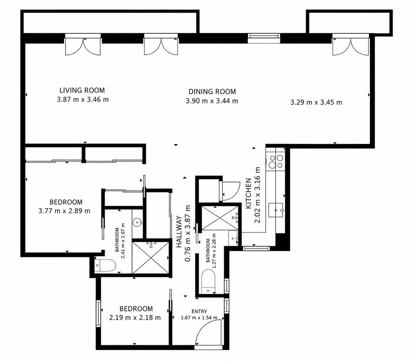 living - Piso de 110m² en alquiler en Almagro, Madrid - Plano del piso - 1