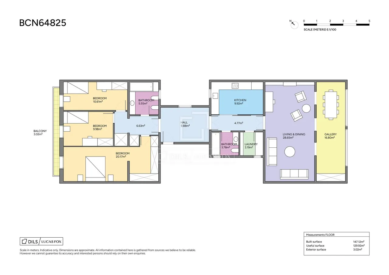 living - Piso de 168m² en venta en Eixample Izquierdo, Barcelona - Plano del piso - 1