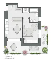 One Bedroom of 61 sqm - Edificio A1 - LivinUp  | Milano - Floor Plan thumbnail - 1