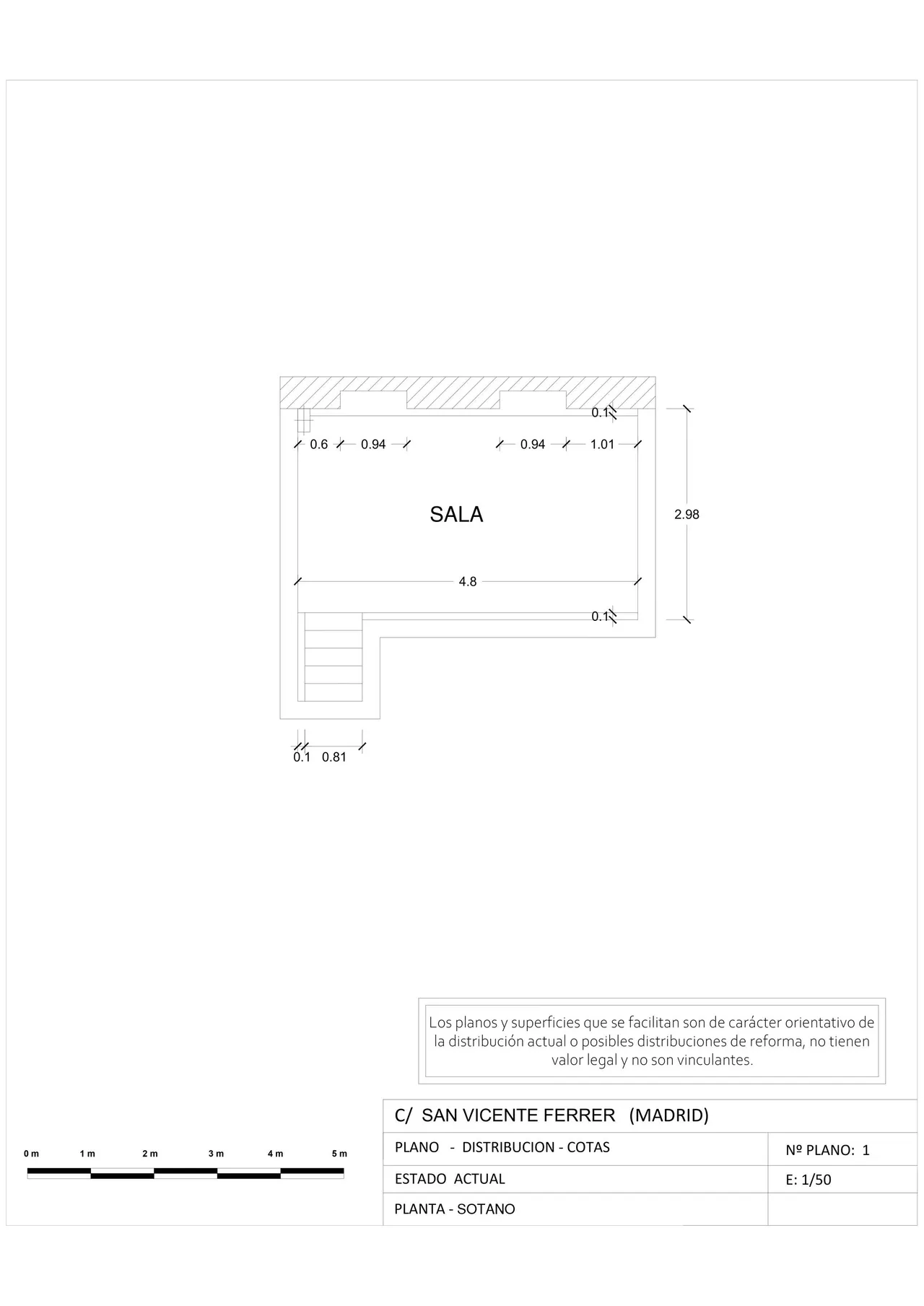 living - Piso de 190m² en venta en Malasaña, Madrid - Plano del piso - 1