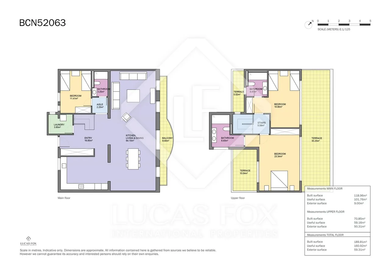 living - 190m² penthouse with 60m² terrace for sale in Eixample Right - Floor Plan - 1