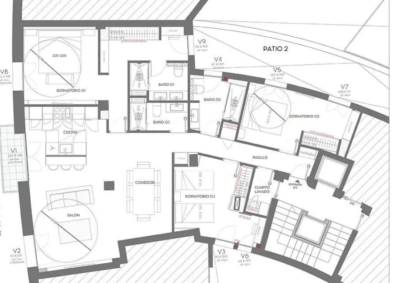 living - Piso de 168m² en venta en Goya, Madrid - Plano del piso - 1