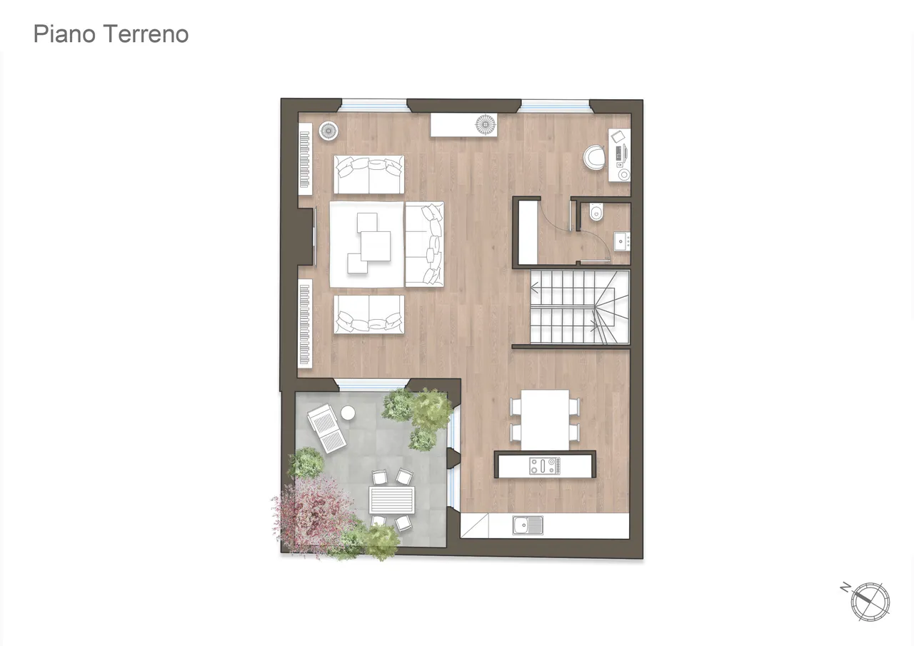 living - Carlo D'Adda 9A - Living - Dils - Verdiepingsplan - 1