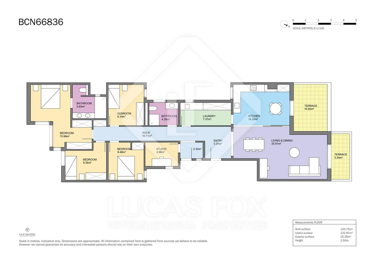 living - 146m² apartment with 15m² terrace for sale in Turó Park - Floor Plan - 1